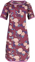 Dames nachthemd korte mouw kleurrijke bloemenprint M 38-40 donkerrood/roze
