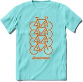 Amsterdam Fiets Stad T-Shirt | Souvenirs Holland Kleding | Dames / Heren / Unisex Koningsdag shirt | Grappig Nederland Fiets Land Cadeau | - Licht Blauw - S