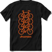 Amsterdam Fiets Stad T-Shirt | Souvenirs Holland Kleding | Dames / Heren / Unisex Koningsdag shirt | Grappig Nederland Fiets Land Cadeau | - Zwart - XXL