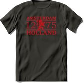 Amsterdam T-Shirt | Souvenirs Holland Kleding | Dames / Heren / Unisex Koningsdag shirt | Grappig Nederland Fiets Land Cadeau | - Donker Grijs - XL