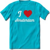 I Love Amsterdam T-Shirt | Souvenirs Holland Kleding | Dames / Heren / Unisex Koningsdag shirt | Grappig Nederland Fiets Land Cadeau | - Blauw - S