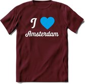 I Love Amsterdam T-Shirt | Souvenirs Holland Kleding | Dames / Heren / Unisex Koningsdag shirt | Grappig Nederland Fiets Land Cadeau | - Burgundy - M