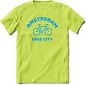 Amsterdam Bike City T-Shirt | Souvenirs Holland Kleding | Dames / Heren / Unisex Koningsdag shirt | Grappig Nederland Fiets Land Cadeau | - Groen - L