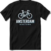 Amsterdam Bike Town T-Shirt | Souvenirs Holland Kleding | Dames / Heren / Unisex Koningsdag shirt | Grappig Nederland Fiets Land Cadeau | - Zwart - M