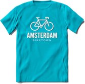 Amsterdam Bike Town T-Shirt | Souvenirs Holland Kleding | Dames / Heren / Unisex Koningsdag shirt | Grappig Nederland Fiets Land Cadeau | - Blauw - S