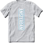 Amsterdam T-Shirt | Souvenirs Holland Kleding | Dames / Heren / Unisex Koningsdag shirt | Grappig Nederland Fiets Land Cadeau | - Licht Grijs - Gemaleerd - XL