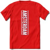 Amsterdam T-Shirt | Souvenirs Holland Kleding | Dames / Heren / Unisex Koningsdag shirt | Grappig Nederland Fiets Land Cadeau | - Rood - XXL