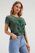 WE Fashion Dames T-shirt met velvet opdruk