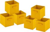Opbergdozen - Opvouwbare dozen - 28x27x27 cm - Set van 6 stuks - vierkante opbergdozen - Geel