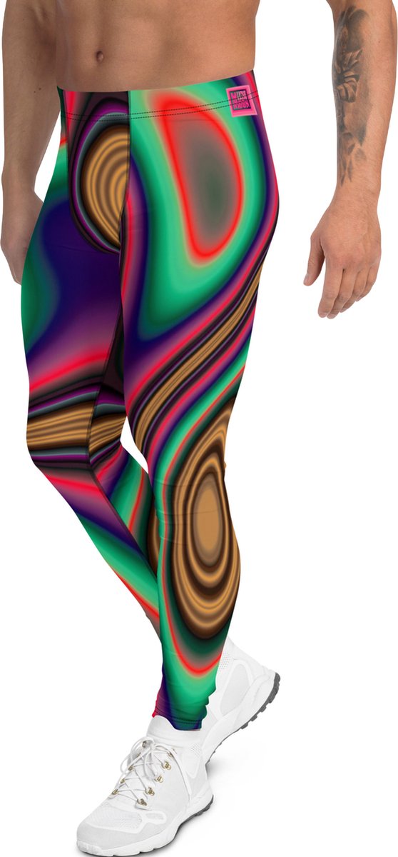 II THE MOON Sport Legging heren top kwaliteit, wordt per bestelling geprint, gesneden en handgenaaid met unieke RETRO print ontworpen door MOON
