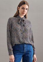 Dames blouse bloemenprint en strik aan hals volwassen lange mouw  luchtige katoen wol mix luxe chic maat 36