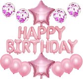 Joya Beauty® Happy Birthday Ballonnen Feestset Roze | Verjaardag Folie Ballon | Feestversiering | Helium Ballon Slinger | Feest Decoratie | Versiering Pakket Verjaardag | Roze