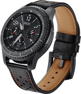 YONO Leer Air Bandje 22mm - Horlogebandje geschikt voor Samsung Galaxy Watch 46mm / 3 (45mm) / Gear s3 - Polar Vantage M2 / Grit X - Huawei Watch GT 3 (pro) / 2 - Amazfit GTR - Zwart