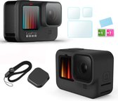 MOJOGEAR GoPro beschermset voor GoPro Hero 9 & 10 & 11 & 12 - 3x screenprotector & siliconen beschermhoes - GoPro bescherming - GoPro accessoires - Zwart/Transparant