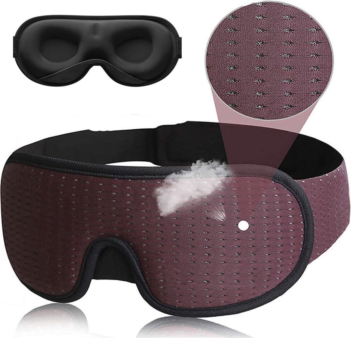 SY Goods - Luxe Slaapmasker - 100% Verduisterend - 3D Ademend Traagschuim - Rood