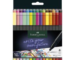 foto van Faber-Castell fineliner - Grip - 0,4mm - etui 30 stuks - pastel+neon+basic - FC-151630