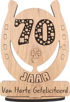70 jaar - houten verjaardagskaart - wenskaart om iemand te feliciteren - kaart verjaardag 70 - 17.5 x 25 cm