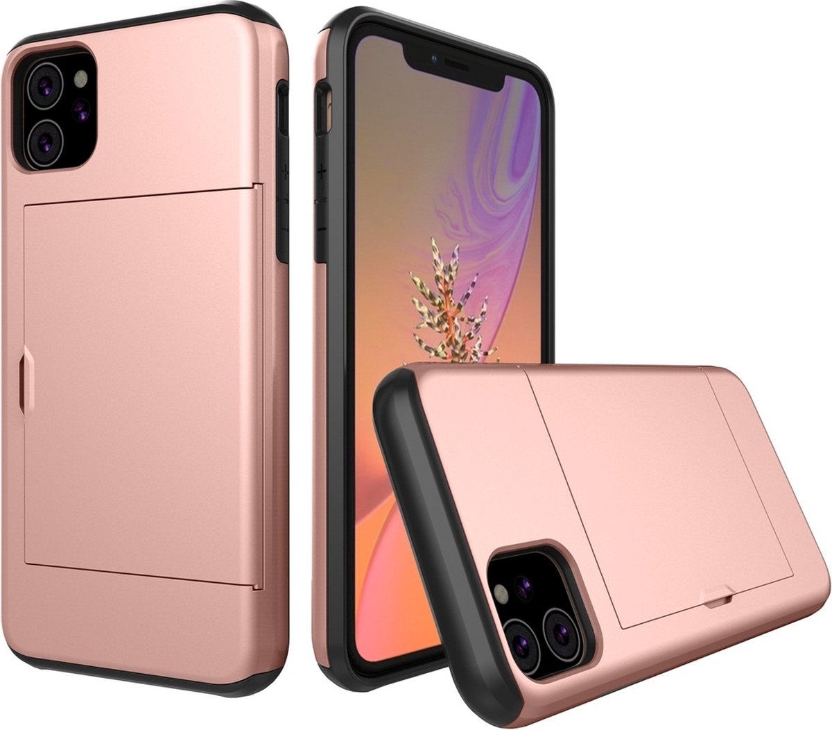 Mobigear Hoesje geschikt voor Apple iPhone 11 Telefoonhoesje met Kaarthouder Hardcase | Mobigear Card Backcover Shockproof met Pasjeshouder | Kaarthouder voor 2 Pasjes | Hoesje voor Pinpas / OV Kaart / Rijbewijs | Schokbestendig iPhone 11