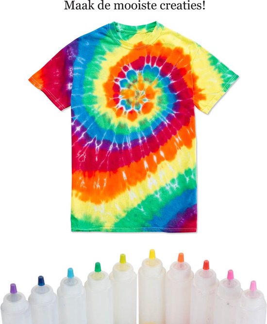Tie Dye Kit / Set 10 verschillende kleuren Inclusief elastiekjes