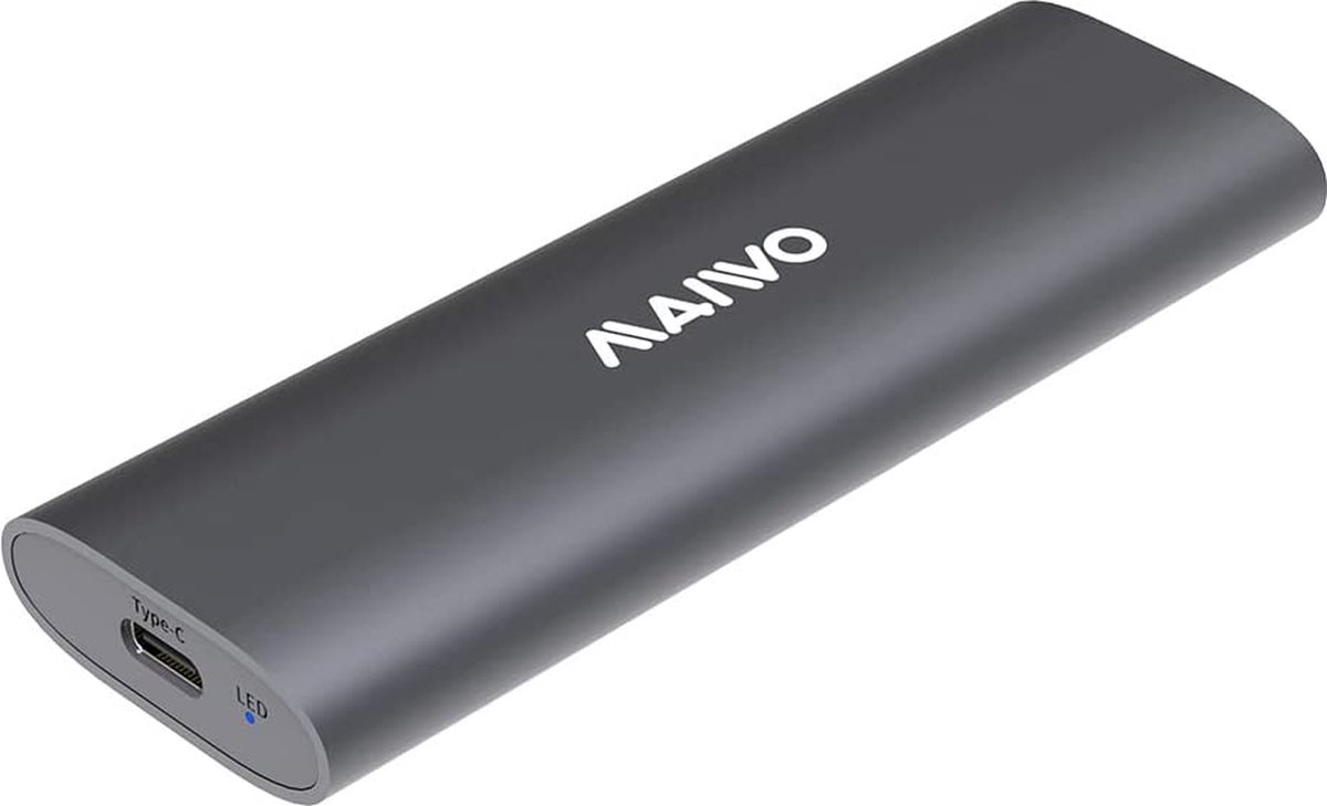 Maiwo K1689 M.2 SATA & NVMe SSD naar USB-C behuizing - USB3.2 Gen2 - 10Gbps - Grijs