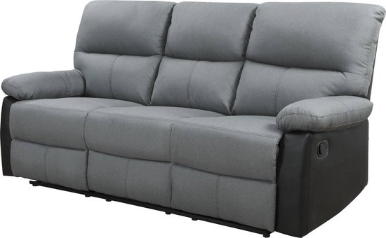 Relaxfauteuil relaxstoel verstelbaar bank "Lincoln" - 3 zits - Zwart / Donkergrijs