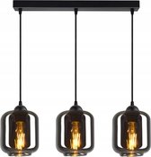 Hanglamp Industrieel Smoke Rookglas / Zwart - 3-lichts - Glas - Hanglampen Eetkamer, Slaapkamer, Woonkamer