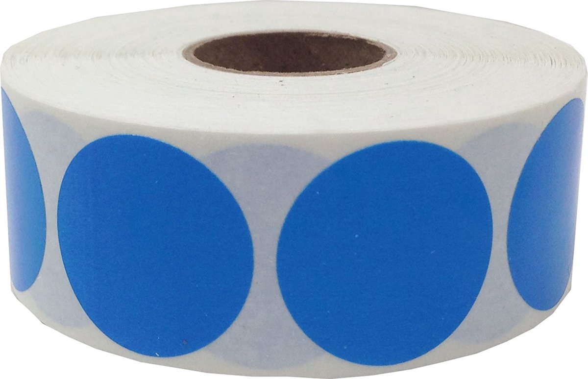 500 Etiketten Rond Blauw Sticker 35 mm op Rol Label Stickers Gekleurd