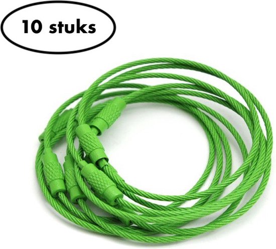 Foto: Staaldraad sleutelring 15 cm sleutelhanger split ring 15 centimeter 10 stuks groen