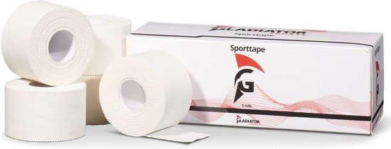 Gladiator Sports Sporttape - Blessure Tape - Fysio Tape Elastisch - Voetbal Tape - Hardloop Tape - Wit - 5 Rollen