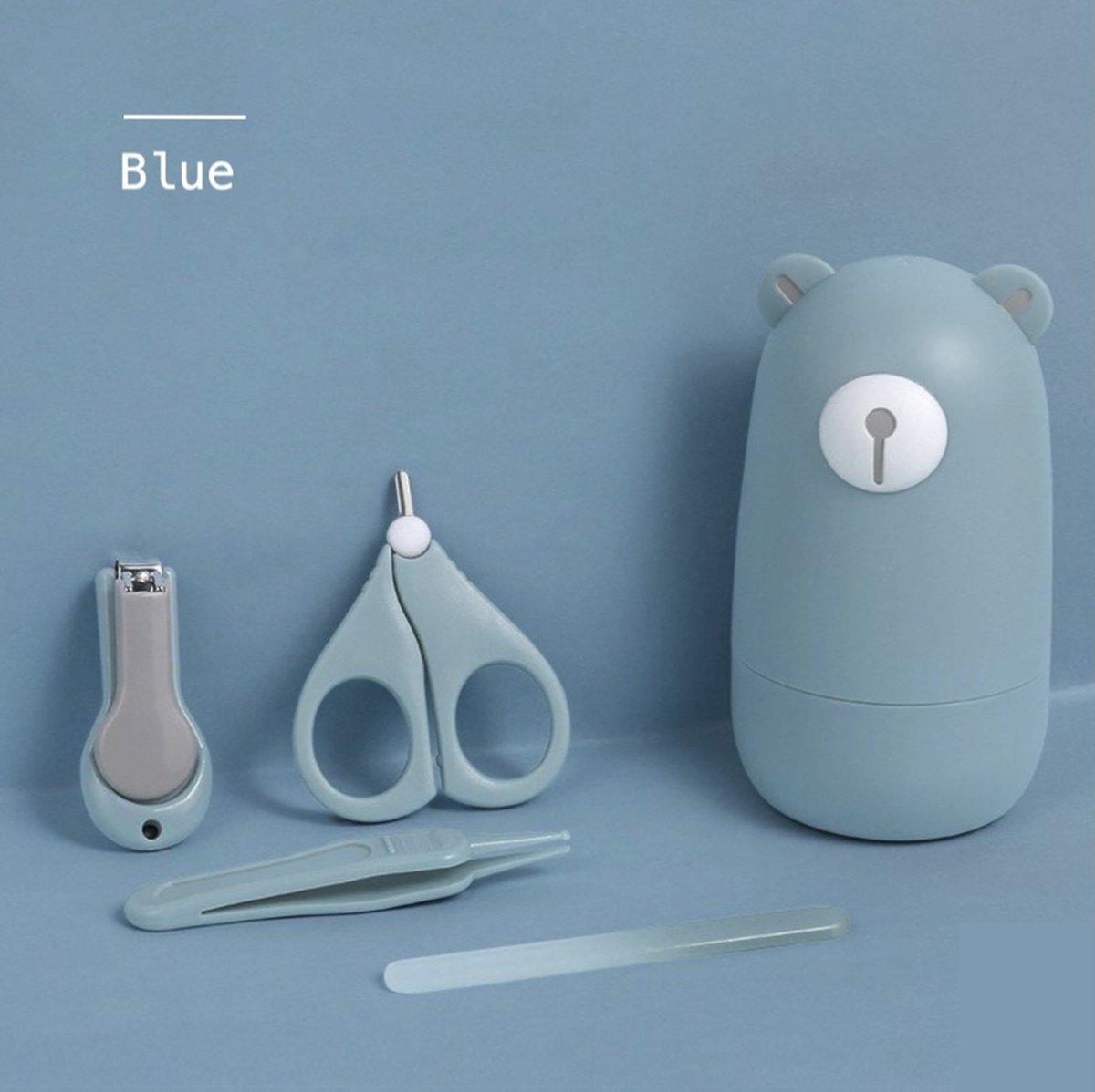 Goedkoopste Manicure set by Babycure | Babybear Blue | Nagelvijl - Nagelknipper - Nagelschaartje - Pincet