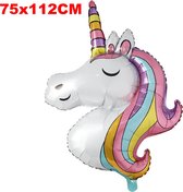 Ballon Eénhoorn Multicolour - 75 x 112 cm - Folieballon - Unicorn - Paard - Helium - Feest - Babyshower - Beterschap - Geboorte - Geslaagd - Kinderfeestje - Tienerfeestje - Verjaar