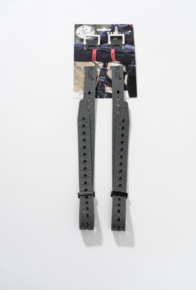 2 Fixplus straps donkergrijs 66cm - TPU spanband voor snel en effectief bundelen en bevestigen van fietsonderdelen, ski's, buizen, stangen, touwen en latten