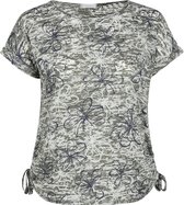 Paprika Dames T-shirt in scheurtjestricot met een bloemenprint - T-shirt - Maat 54