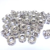 Art & Pearls - 50 strass steen rondellen - diameter 10 mm - holte: 4 mm