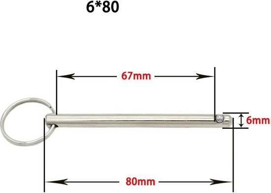 Foto: Zekeringspen borgpen staal borgclip kogelpen m6 80mm