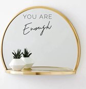Merkloos- spiegel tekst- positive vibes- you are enough- je bent genoeg- spiegel decoratie - pimp je spiegel- positief opstaan