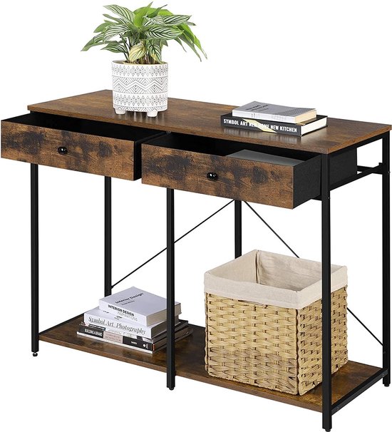 Gecheer Consoletafel bijzettafel meubels entree hal, woonkamer, huis, gehard glas, zwart, 60 x 35 x 75 cm
