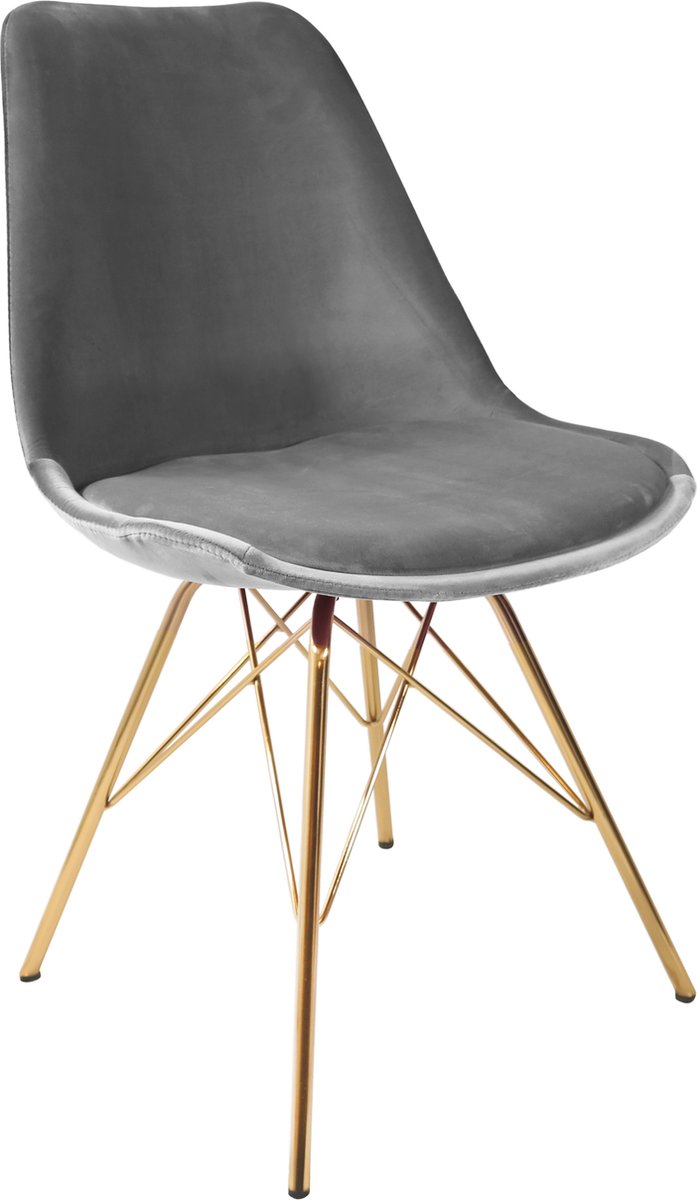 Kick Collection KICK® VELVET Kuipstoel Grijs – Eetkamerstoel – Velvet – Goud Frame grijs, goud
