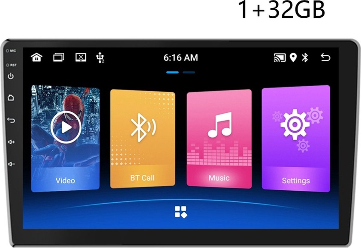 TechU™ Autoradio AT23 – 2 Din 10.1” Touchscreen Monitor – Bluetooth & Wifi – Android 10 – Handsfree bellen – FM radio – USB – GPS Navigatie – 1G RAM + 32G ROM