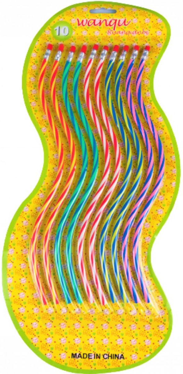 10 stuks flexibele potloden met gum 41x17,5 cm