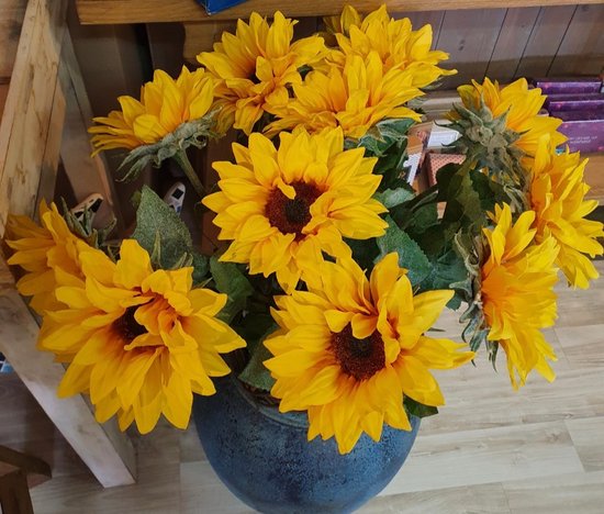 Topart Fleur Artificielle Branche de Tournesol - 81 cm - Jaune - Fleur Artificielle en Soie - Décoration