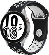 Strap-it Watch 4 & Watch 5 bandje - Samsung Galaxy Watch 4 - 44mm sport band - zwart/wit - Geschikt voor Samsung Galaxy Watch 5 Pro – 44mm – 40mm & Galaxy Watch 4 40mm, 44mm & Gala
