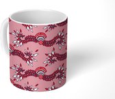 Mok - Koffiemok - Patroon - Roze - Abstract - Waaier - Mokken - 350 ML - Beker - Koffiemokken - Theemok