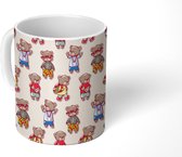 Mok - Koffiemok - Patronen - Beer - Kleding - Jongens - Jongetje - Kinderen - Kids - Mokken - 350 ML - Beker - Koffiemokken - Theemok