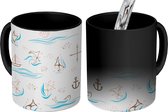 Magische Mok - Foto op Warmte Mokken - Koffiemok - Walvis - Anker - Boot - Patroon - Magic Mok - Beker - 350 ML - Theemok