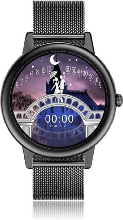 Darenci Smartwatch Feather Pro - Smartwatch dames - Smartwatch heren - Activity Tracker - Touchscreen - Stalen band - Dames - Heren - Horloge - Stappenteller - Bloeddrukmeter - Verbrande calorieën - Zwart - Spatwaterdicht