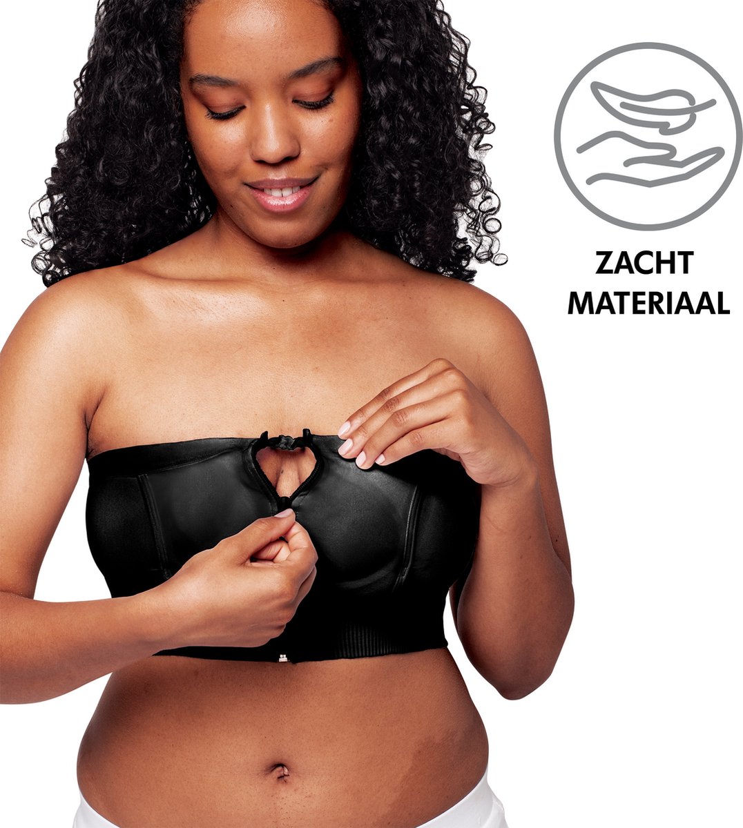 Medela Hands-free™ kolf bh - Kolf bh voor handsfree kolven - Easy Expression bustier - Stretch - Extra zacht - Met ritssluiting - Zwart - Maat XL thumbnail 2