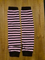 Kawaii - Handschoenen, roze-zwart gestreept (kawaii, animé, manga, cosplay, Harajuku, Japan, Kpop, Asia, Azië)