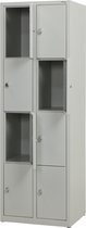 Metalen lockerkast - lichtgrijs - 8 deurs 2 delig - met slot - 180x60x50 cm - voordeel lijn - PLP-108