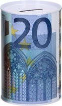 Spaarpot Blik - 20 euro briefje - Blauw - Eenmalig te openen